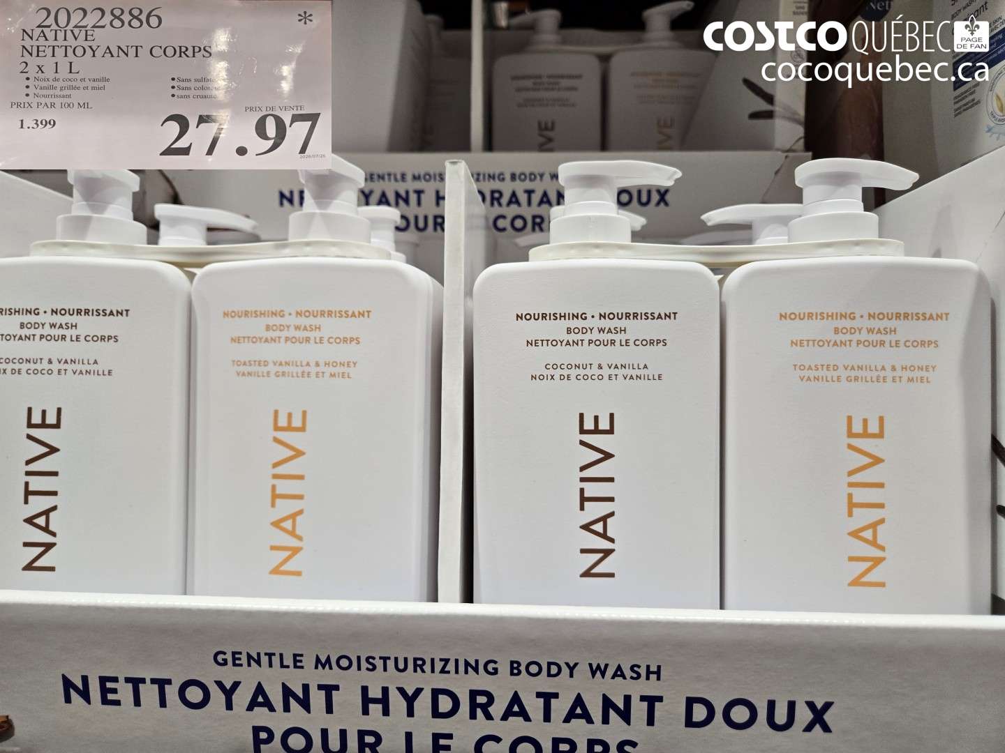 2022886 NATIVE NETTOYANT CORPS 2 X 1 L $27.97