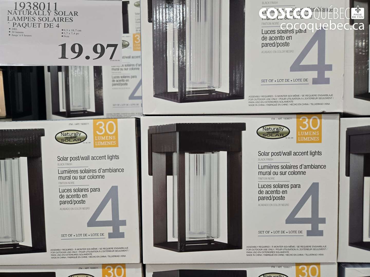 1938011 NATURALLY SOLAR LAMPES SOLAIRES PAQUET DE 4 $19.97