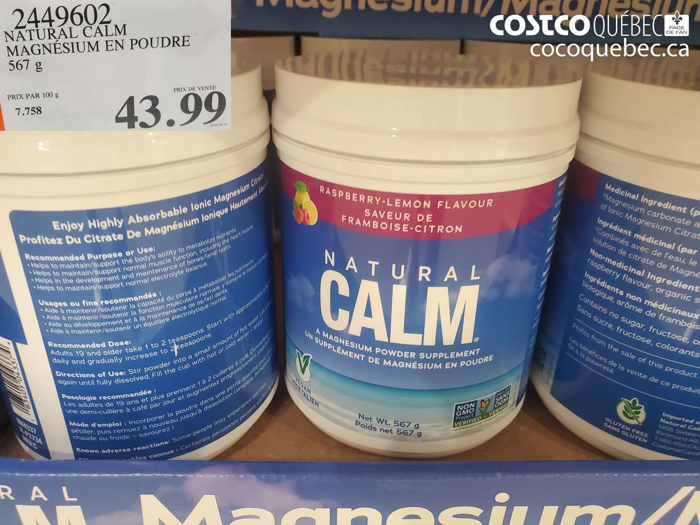 2449602 NATURAL CALM MAGNÉSIUM EN POUDRE $43.99