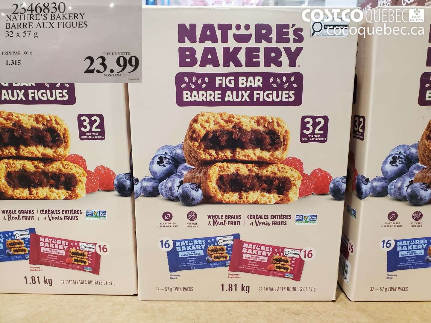 2346830 NATURE'S BAKERY BARRE AUX FIGUES $23.99