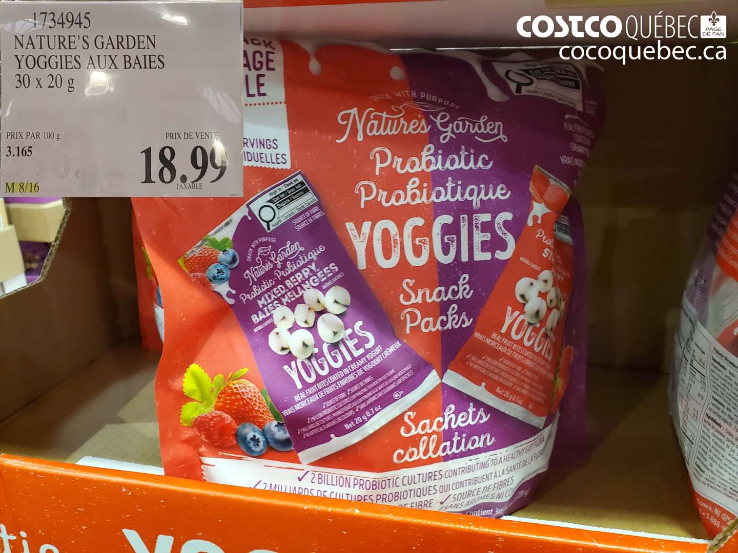 1734945 NATURE'S GARDEN YOGGIES AUX BAIES $18.99