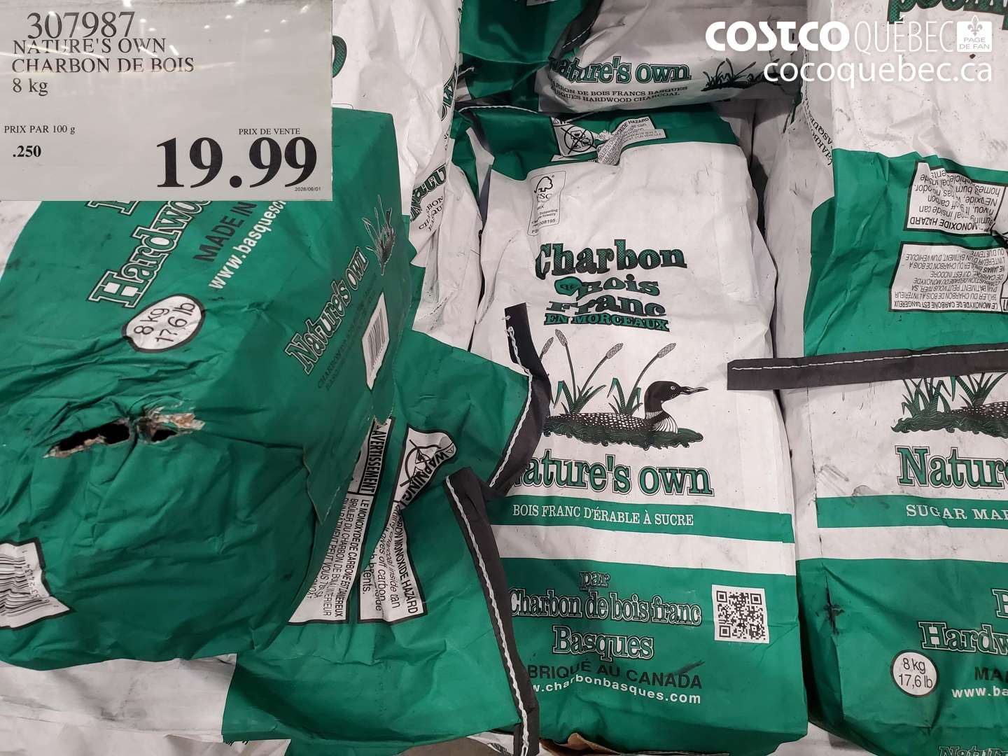 307987 NATURE'S OWN CHARBON DE BOIS 8 KG $19.99