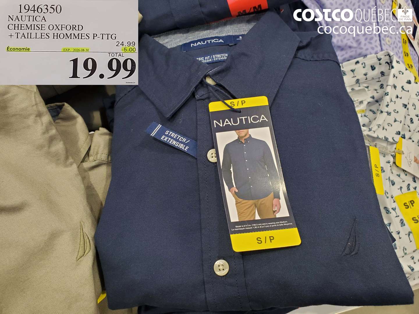 1946350 NAUTICA CHEMISE OXFORD + TAILLES HOMMES P-TTG ($5.00 INSTANT SAVINGS EXPIRES ON 2026-08-30) $19.99