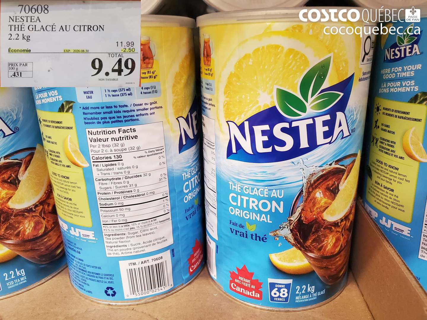 70608 NESTEA THÉ GLACÉ AU CITRON ($2.50 INSTANT SAVINGS EXPIRES ON 2026-08-30) $9.49