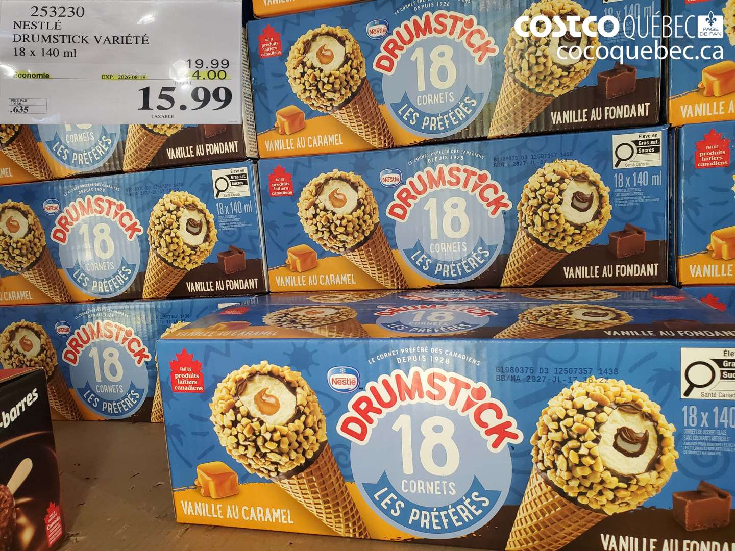 253230 NESTLÉ DRUMSTICK VARIÉTÉ 18 X 140 ML ($4.00 INSTANT SAVINGS EXPIRES ON 2026-08-19) $15.99