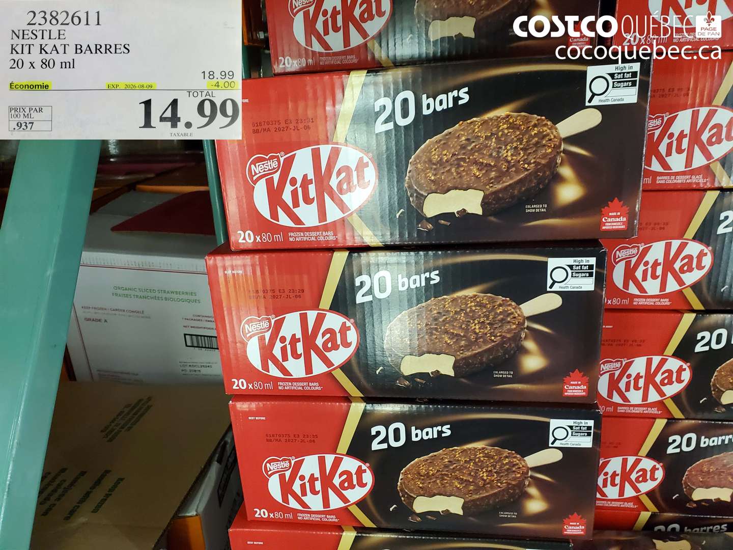 2382611 NESTLE KIT KAT BARRES 20 X 80 ML ($4.00 INSTANT SAVINGS EXPIRES ON 2026-08-09) $14.99