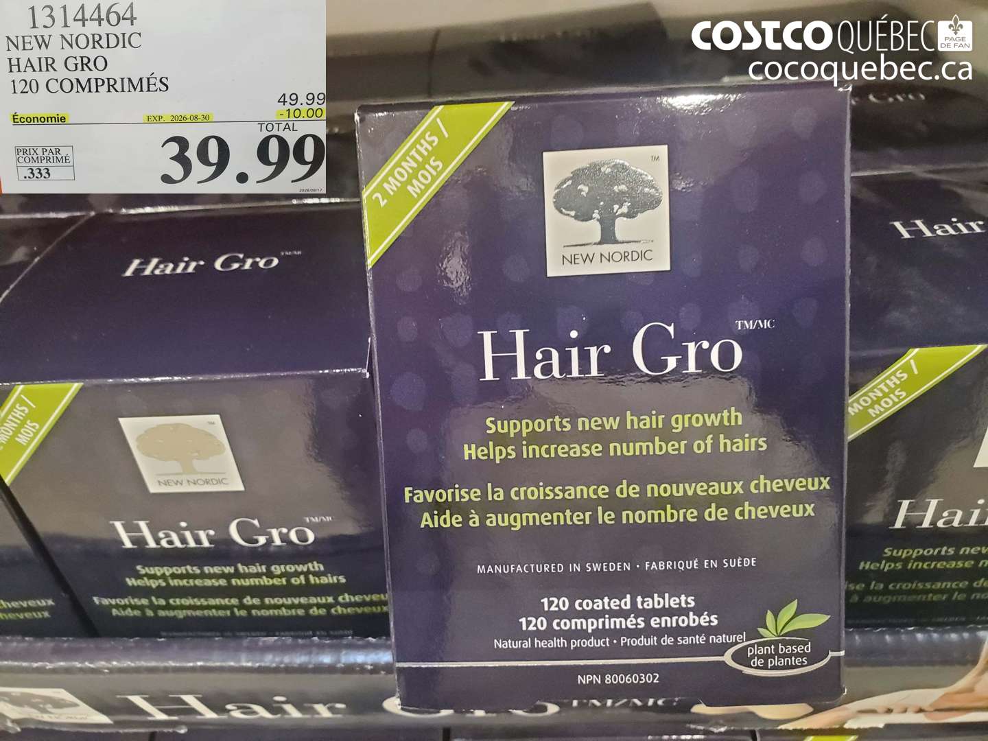 1314464 NEW NORDIC HAIR GRO 120 COMPRIMÉS ($10.00 INSTANT SAVINGS EXPIRES ON 2026-08-30) $39.99