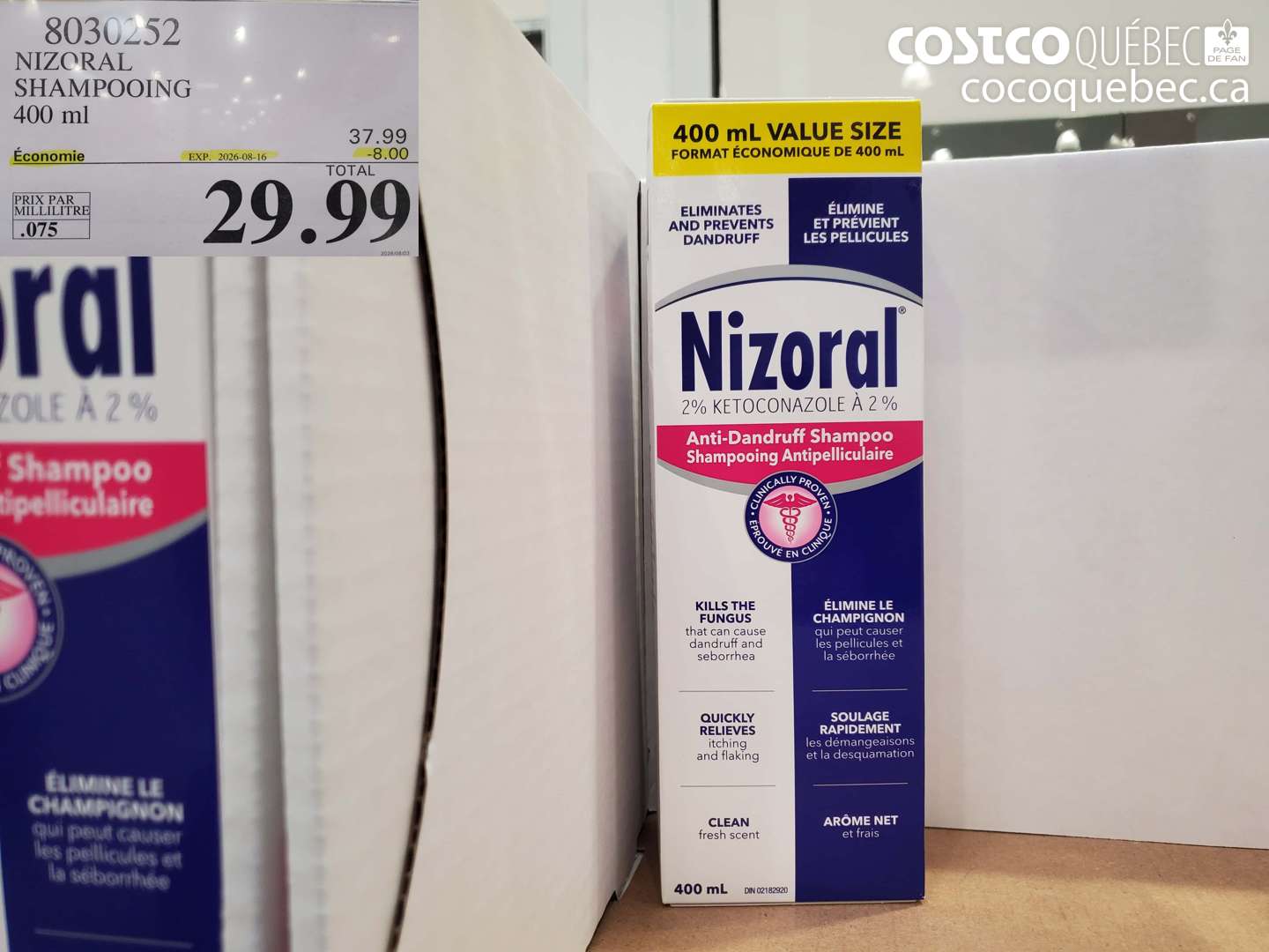 8030252 NIZORAL SHAMPOOING 400 ML ($8.00 INSTANT SAVINGS EXPIRES ON 2026-08-16) $29.99
