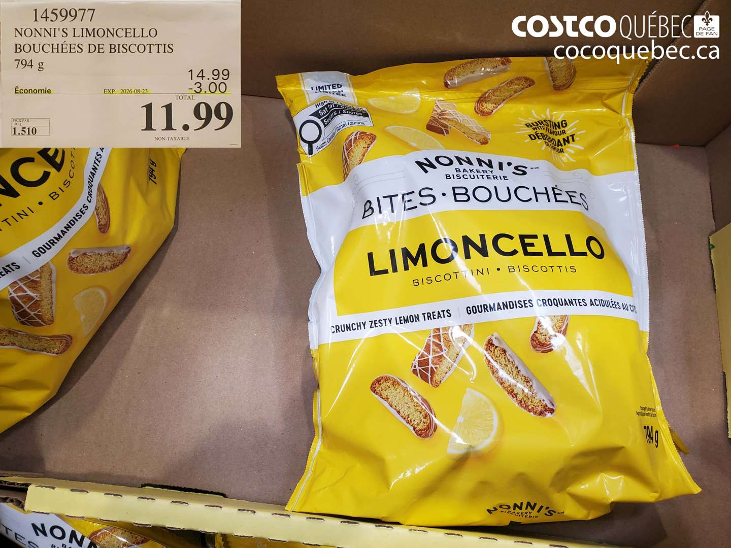 1459977 NONNI'S LIMONCELLO BOUCHÉES DE BISCOTTIS ($3.00 INSTANT SAVINGS EXPIRES ON 2026-08-23) $11.99