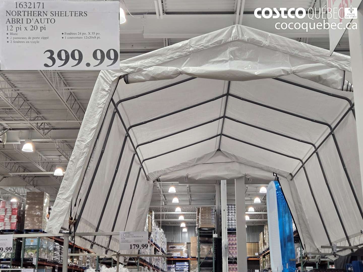 1632171 NORTHERN SHELTERS ABRI D'AUTO 12 PI X 20 PI $399.99