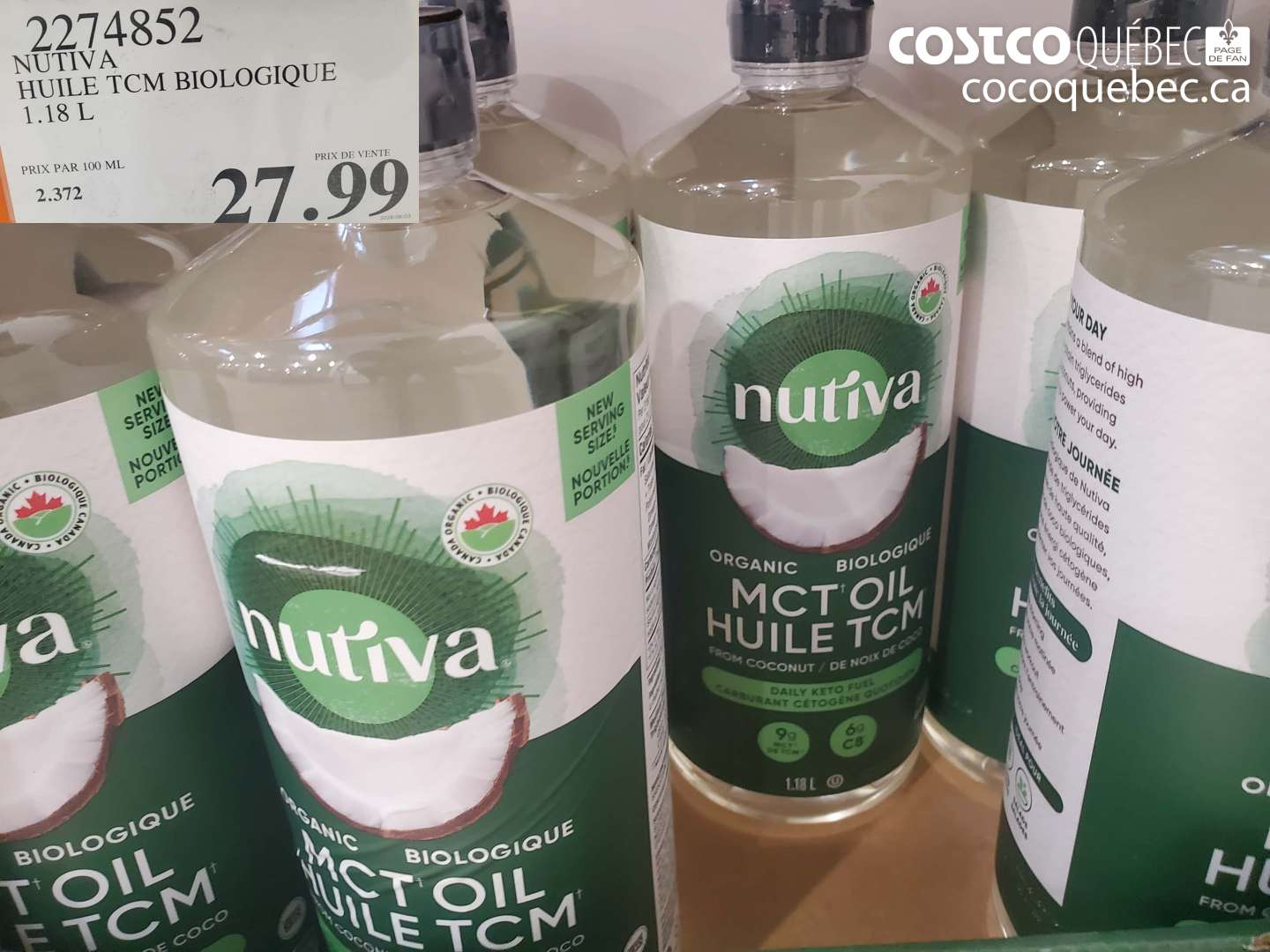 2274852 NUTIVA HUILE TCM BIOLOGIQUE 1.18 L $27.99