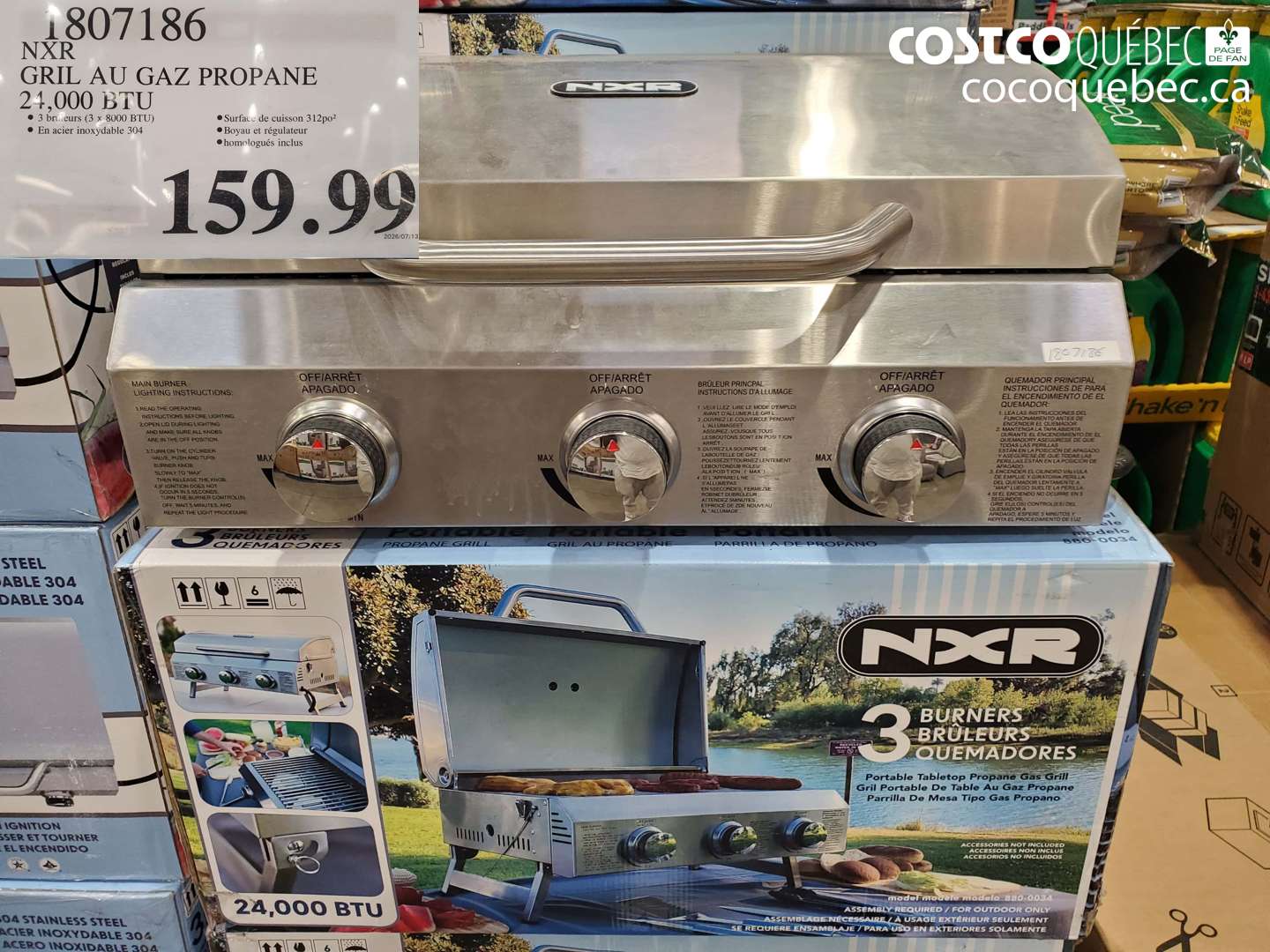 1807186 NXR GRIL AU GAZ PROPANE 24,000 BTU $159.99