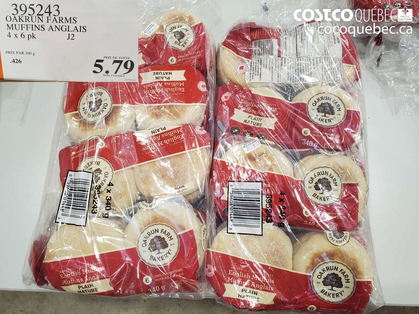 395243 OAKRUN FARMS MUFFINS ANGLAIS $5.79