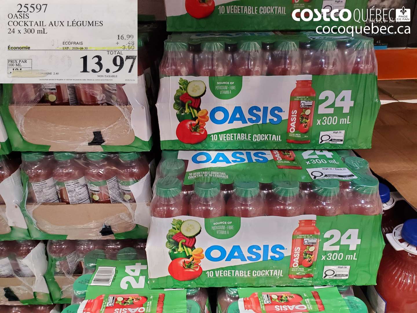 25597 OASIS COCKTAIL AUX LÉGUMES ($3.50 INSTANT SAVINGS EXPIRES ON 2026-08-30) $13.97