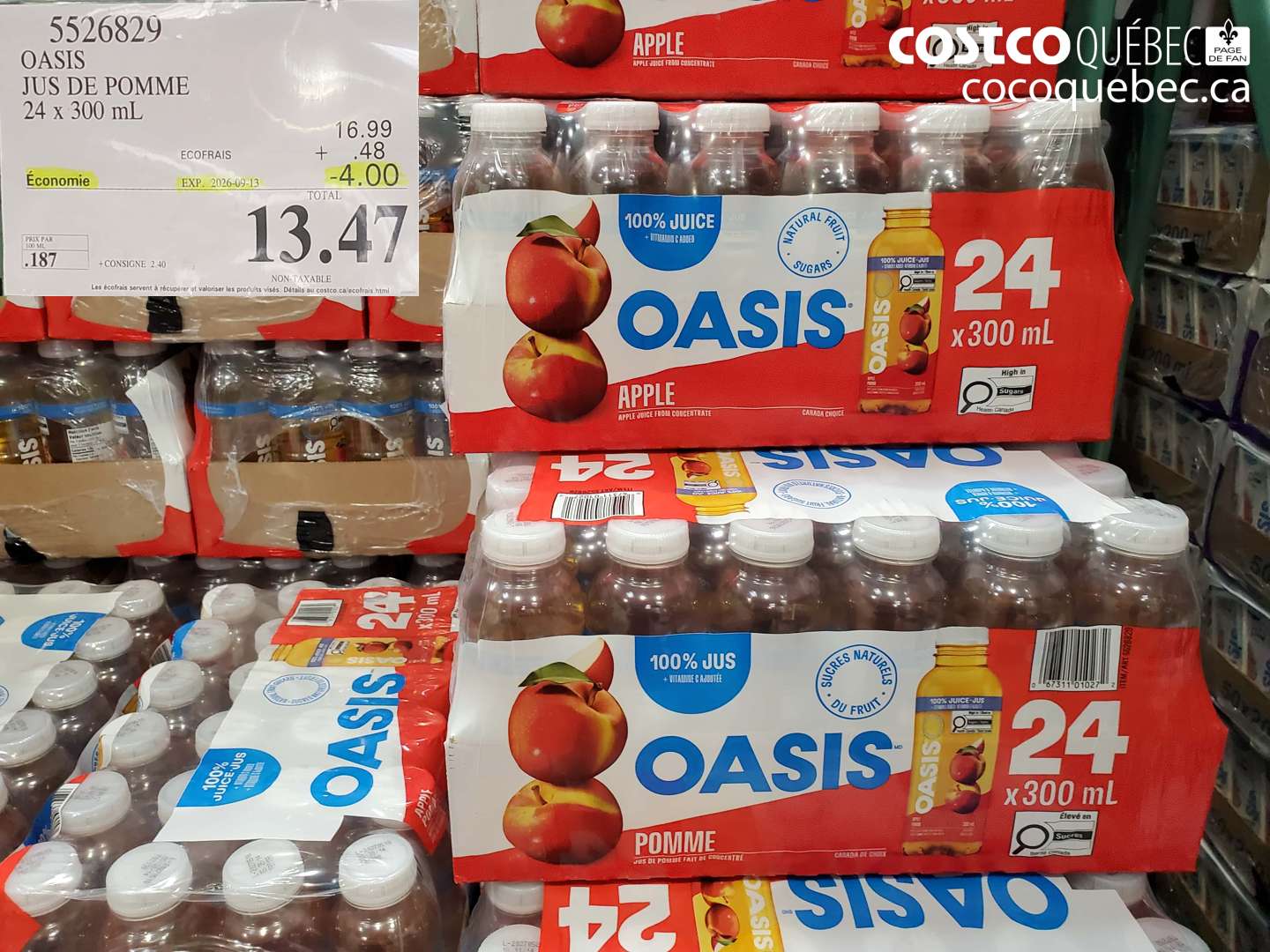 5526829 OASIS JUS DE POMME ($4.00 INSTANT SAVINGS EXPIRES ON 2026-09-13) $13.47