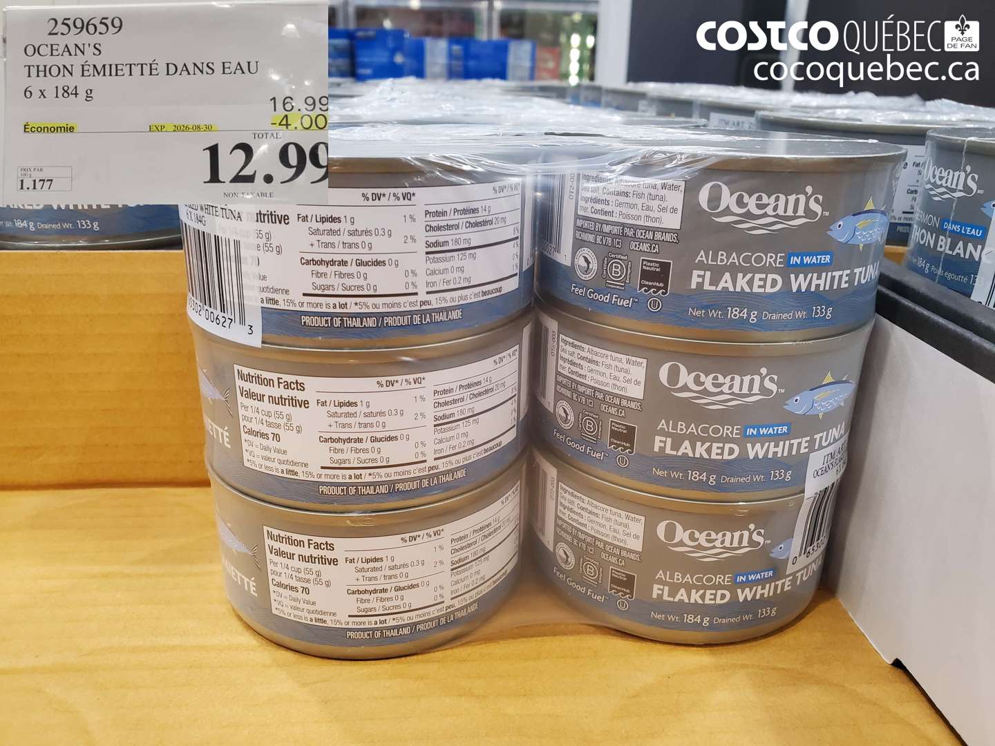 259659 OCEAN'S THON ÉMIETTÉ DANS EAU ($4.00 INSTANT SAVINGS EXPIRES ON 2026-08-30) $12.99