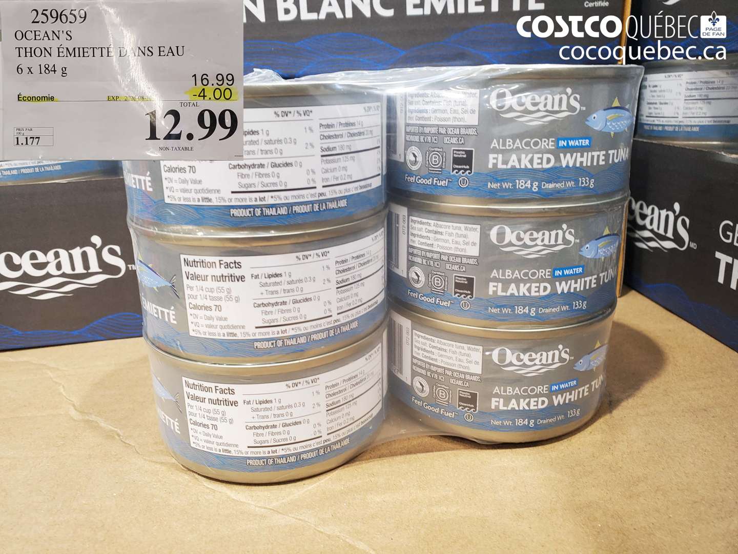 259659 OCEAN'S THON ÉMIETTÉ DANS EAU ($4.00 INSTANT SAVINGS EXPIRES ON 2026-08-30) $12.99