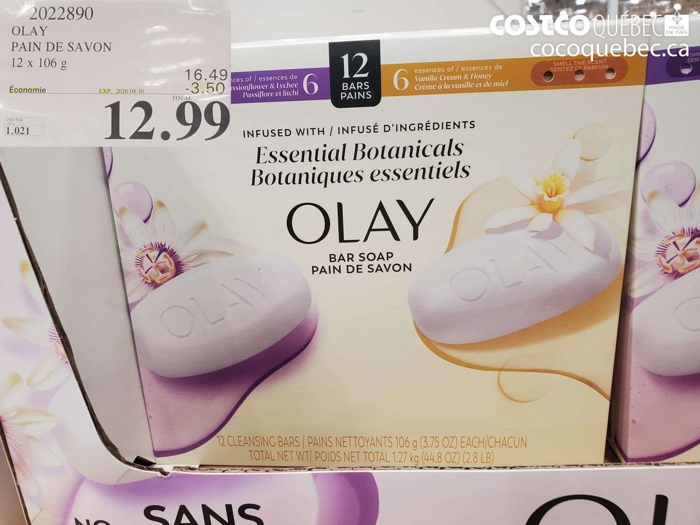 2022890 OLAY PAIN DE SAVON ($3.50 INSTANT SAVINGS EXPIRES ON 2026-08-30) $12.99
