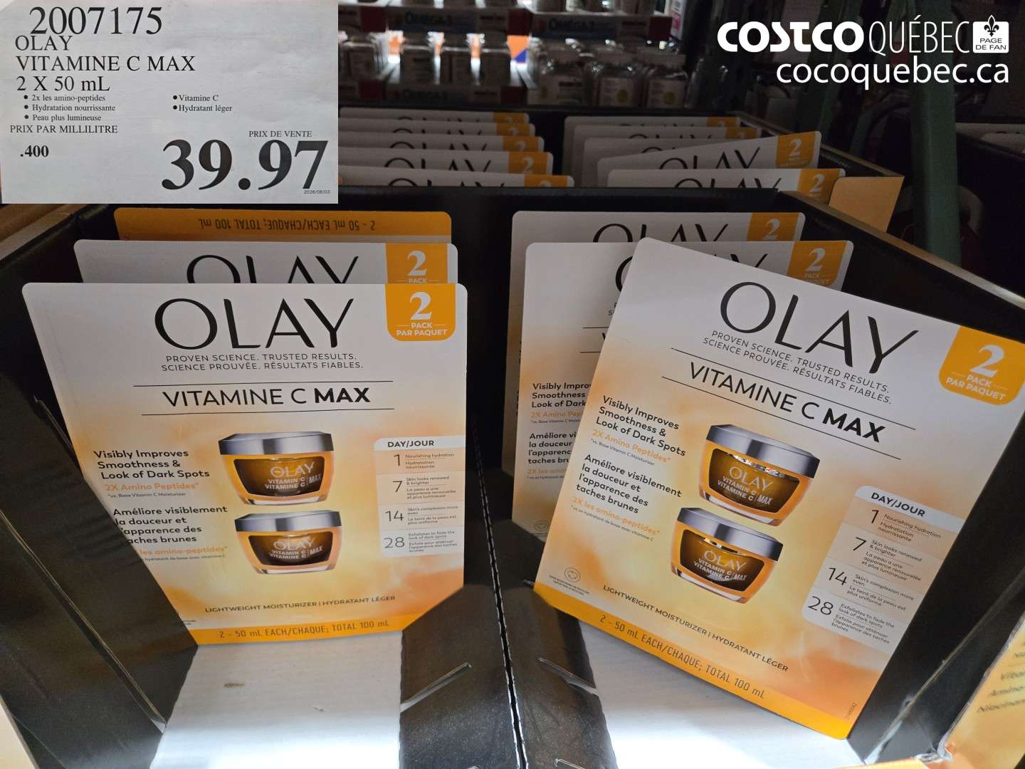 2007175 OLAY VITAMINE C MAX 2 X 50 ML $39.97