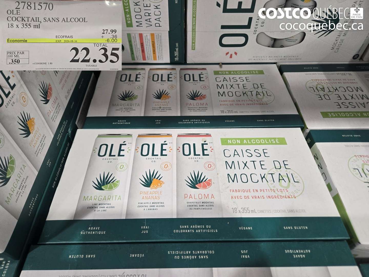 2781570 OLE COCKTAIL SANS ALCOOL ($6.00 INSTANT SAVINGS EXPIRES ON 2026-08-16) $22.35