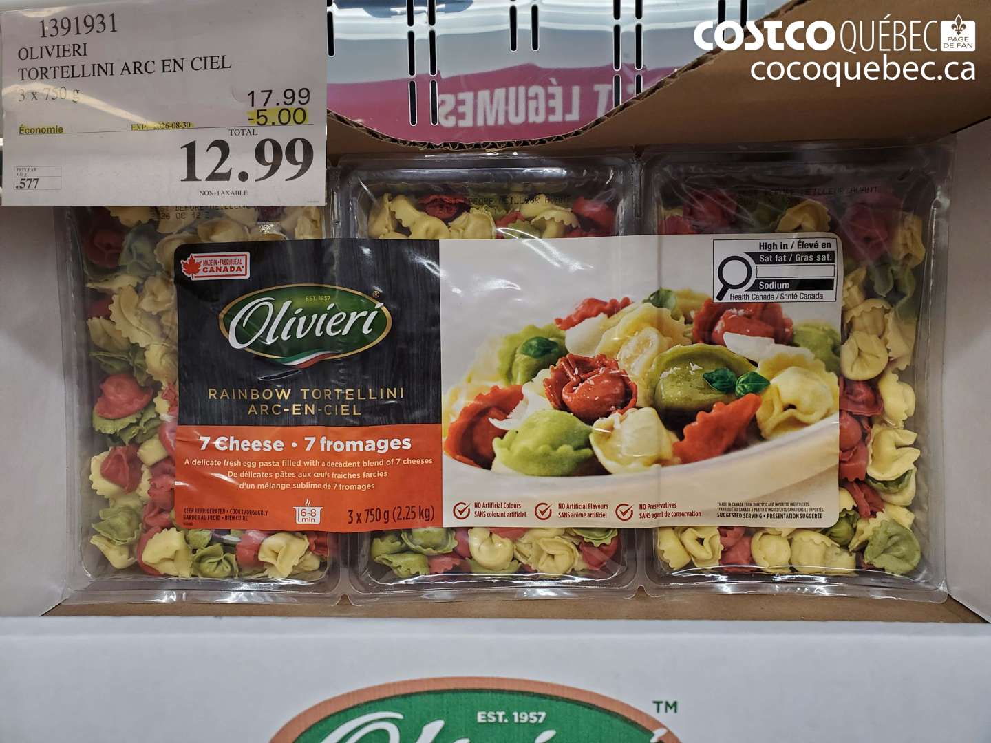 1391931 OLIVIERI TORTELLINI ARC EN CIEL ($5.00 INSTANT SAVINGS EXPIRES ON 2026-08-30) $12.99