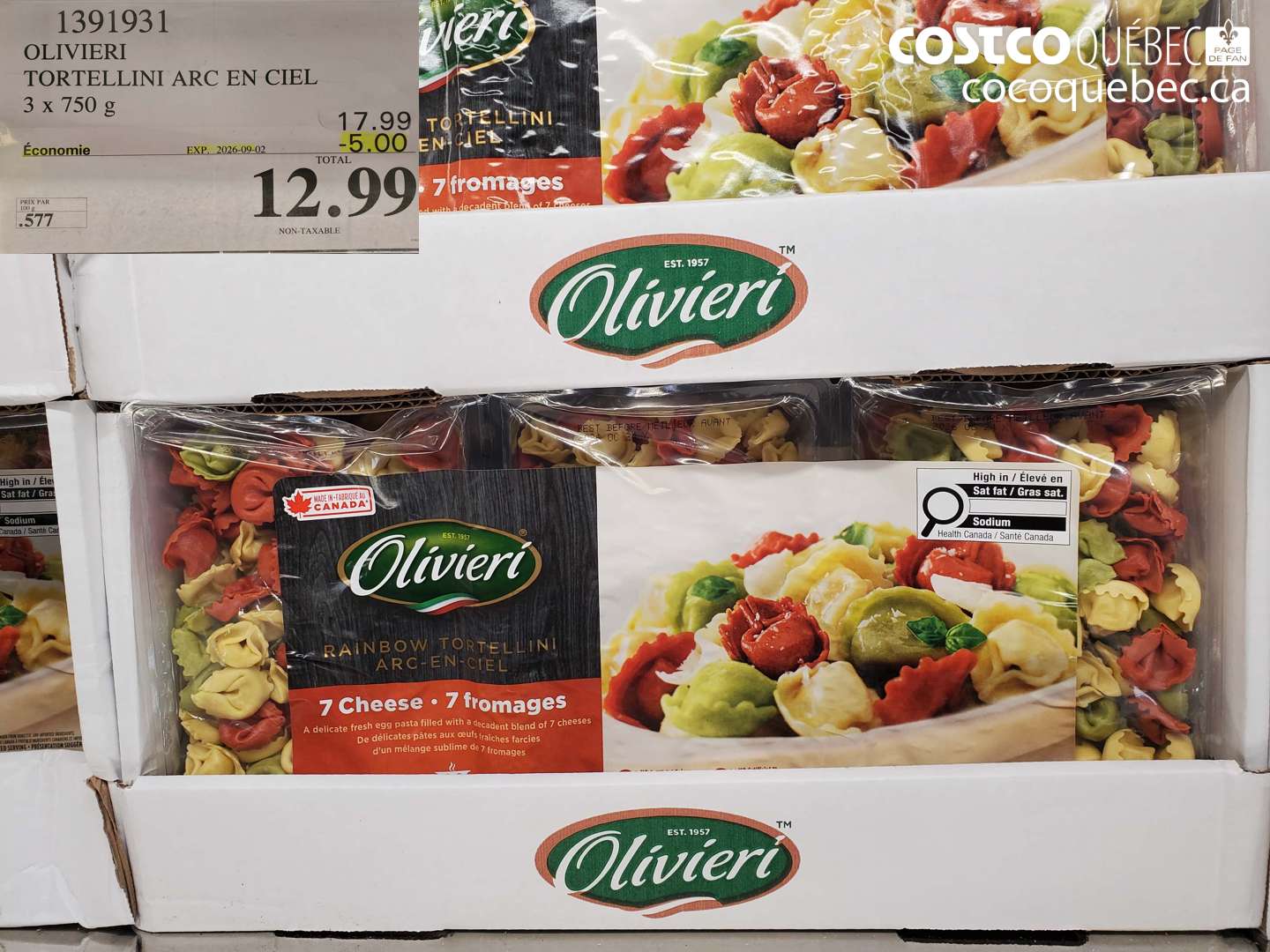 1391931 OLIVIERI TORTELLINI ARC EN CIEL ($5.00 INSTANT SAVINGS EXPIRES ON 2026-09-02) $12.99