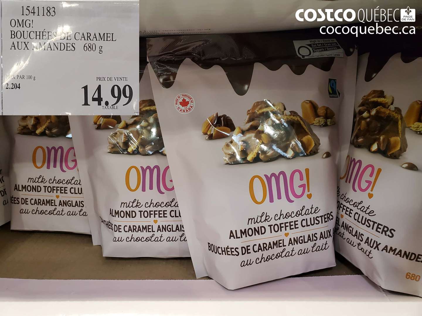 1541183 OMG! BOUCHÉES DE CARAMEL AUX AMANDES $14.99