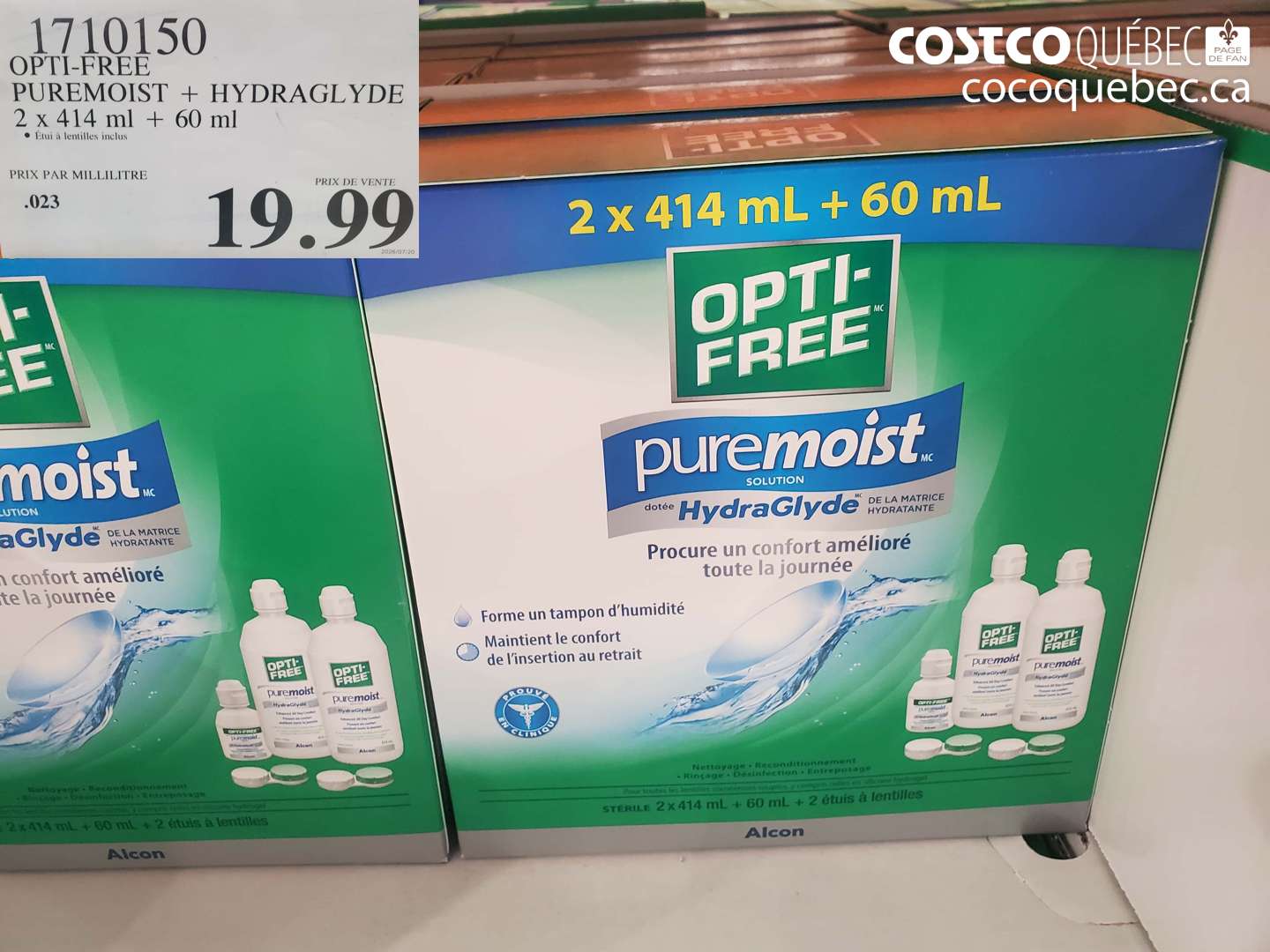 1710150 OPTI-FREE PUREMOIST + HYDRAGLYDE 2 X 414 ML + 60 ML $19.99