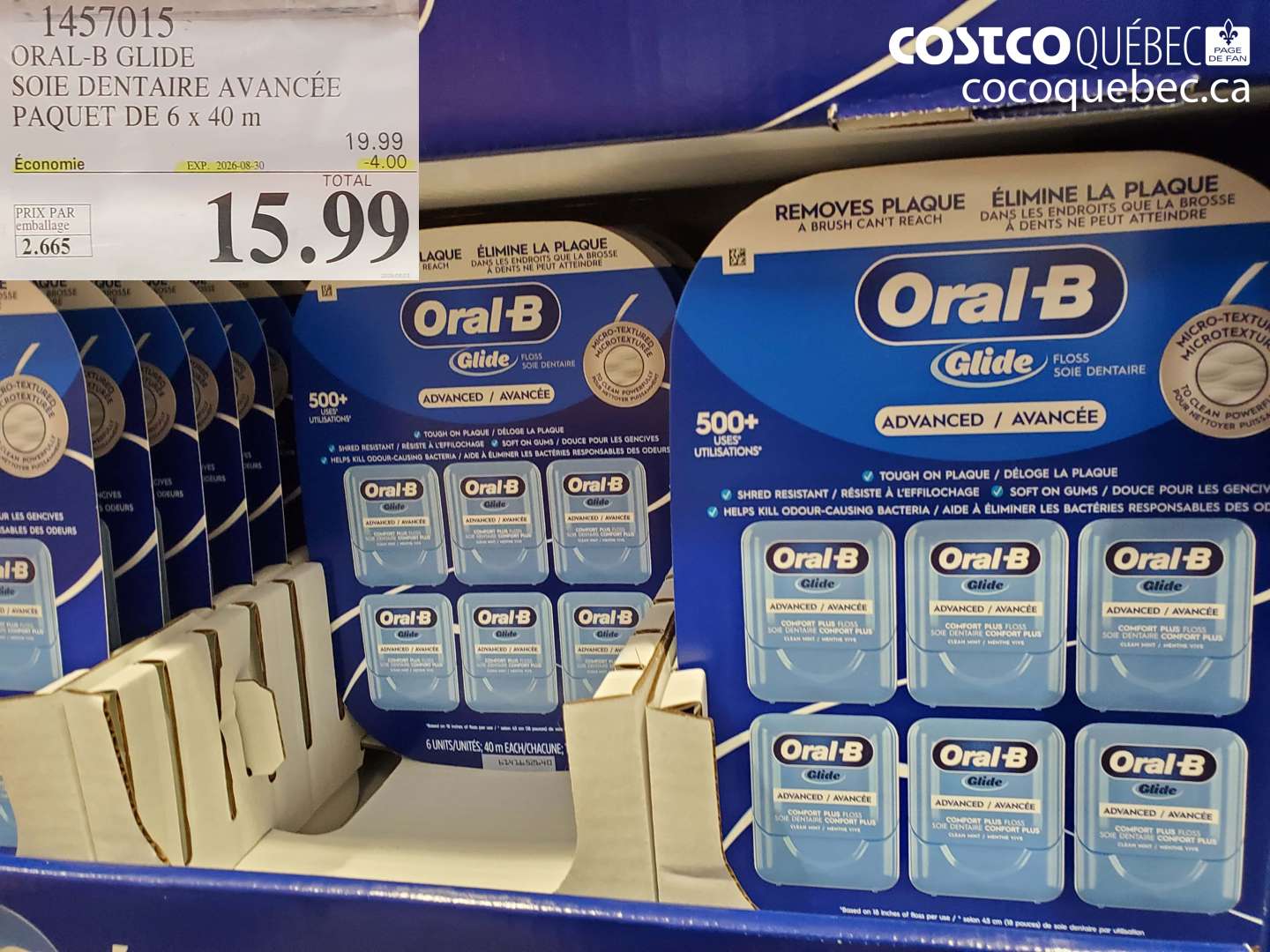 1457015 ORAL-B GLIDE SOIE DENTAIRE AVANCÉE PAQUET DE 6 X 40 M ($4.00 INSTANT SAVINGS EXPIRES ON 2026-08-30) $15.99