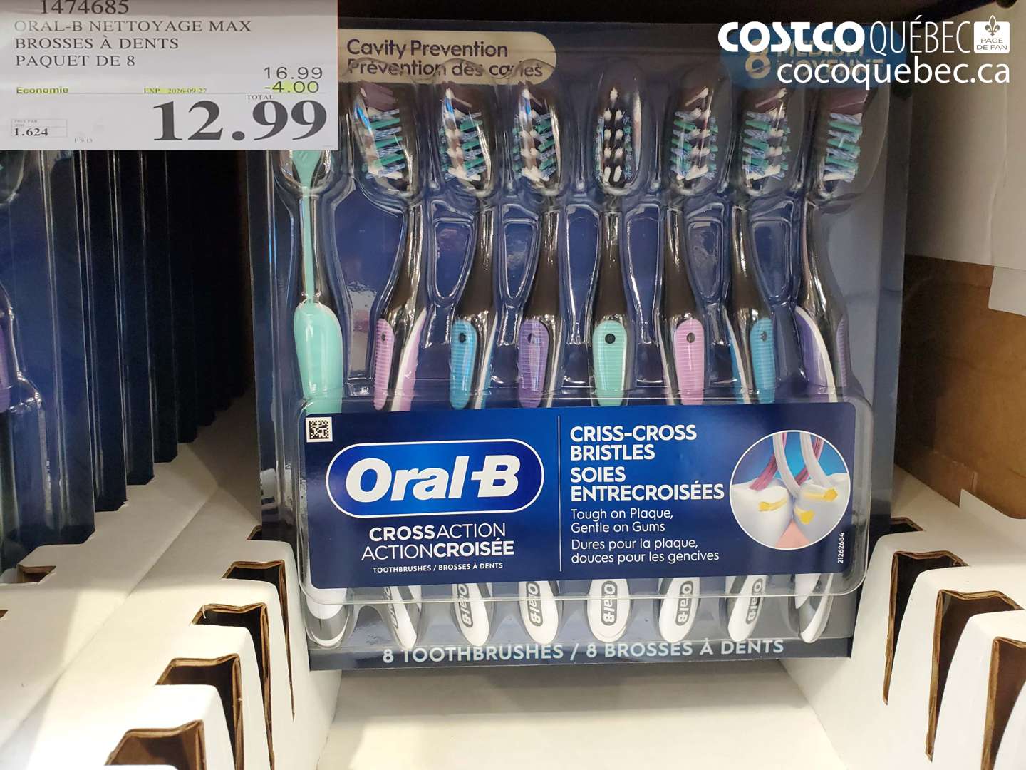 1474685 ORAL-B NETTOYAGE MAX BROSSES À DENTS PAQUET DE 8 ($4.00 INSTANT SAVINGS EXPIRES ON 2026-09-27) $12.99