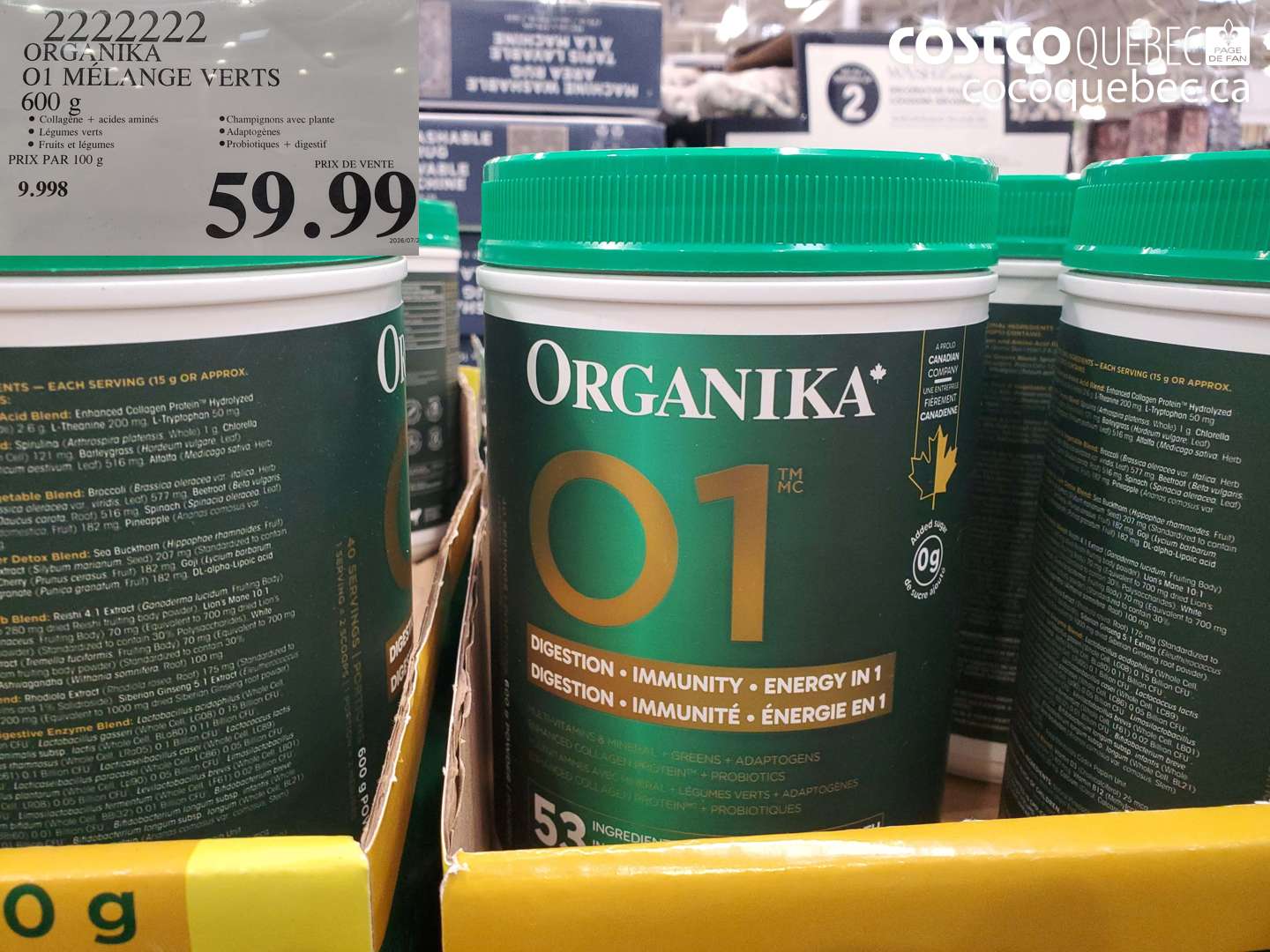 2222222 ORGANIKA 01 MÉLANGE VERTS 600 G $59.99