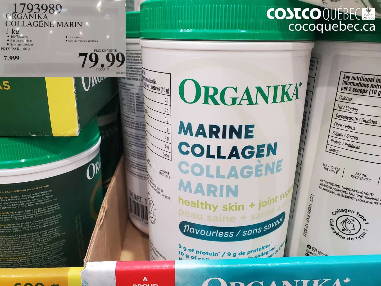 1793989 ORGANIKA COLLAGÈNE MARIN 1 KG $79.99