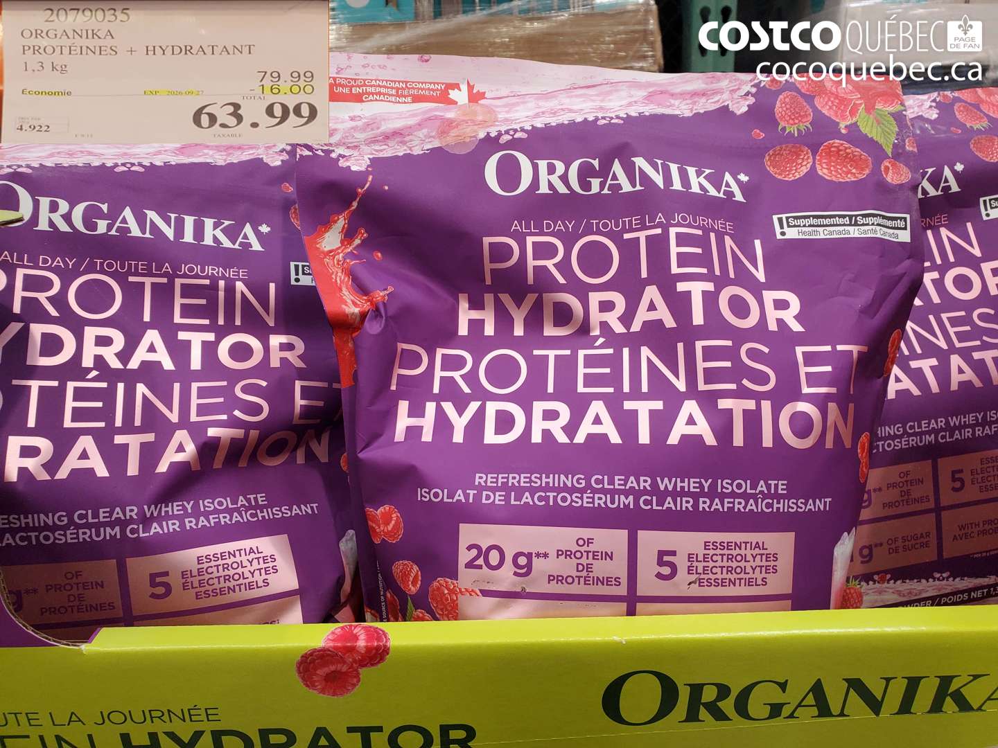 2079035 ORGANIKA PROTÉINES + HYDRATANT 1.3 KG ($16.00 INSTANT SAVINGS EXPIRES ON 2026-09-27) $63.99