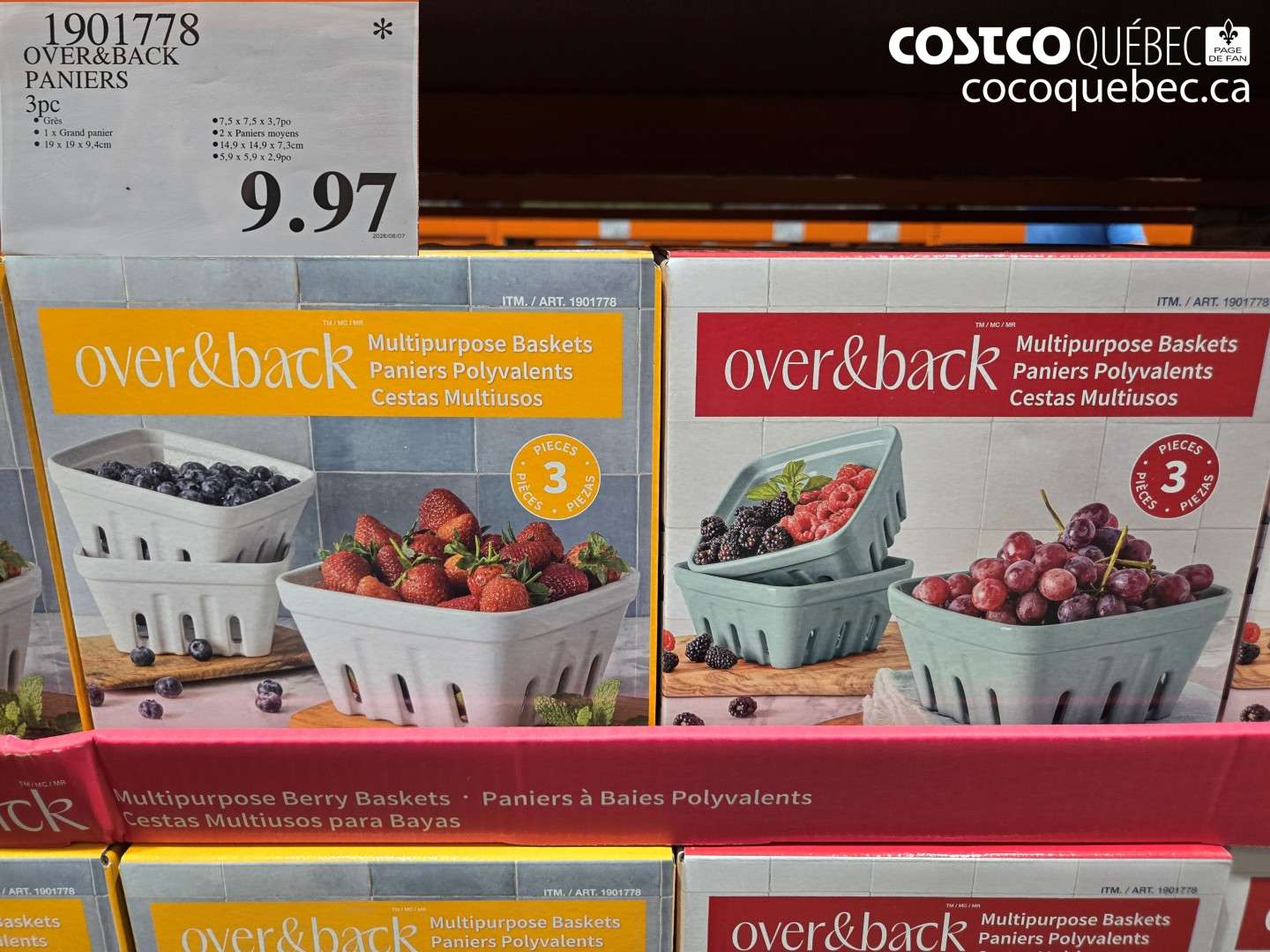 1901778 OVER&BACK PANIERS 3PC $9.97