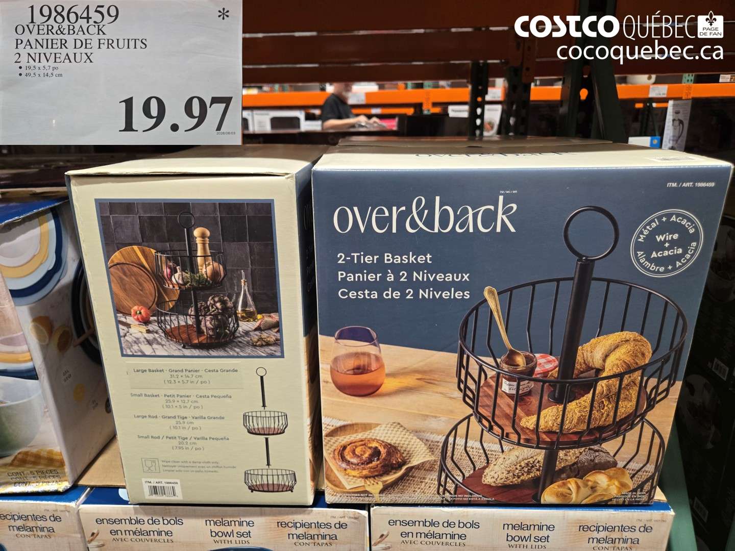 1986459 OVER&BACK PANIER DE FRUITS 2 NIVEAUX $19.97