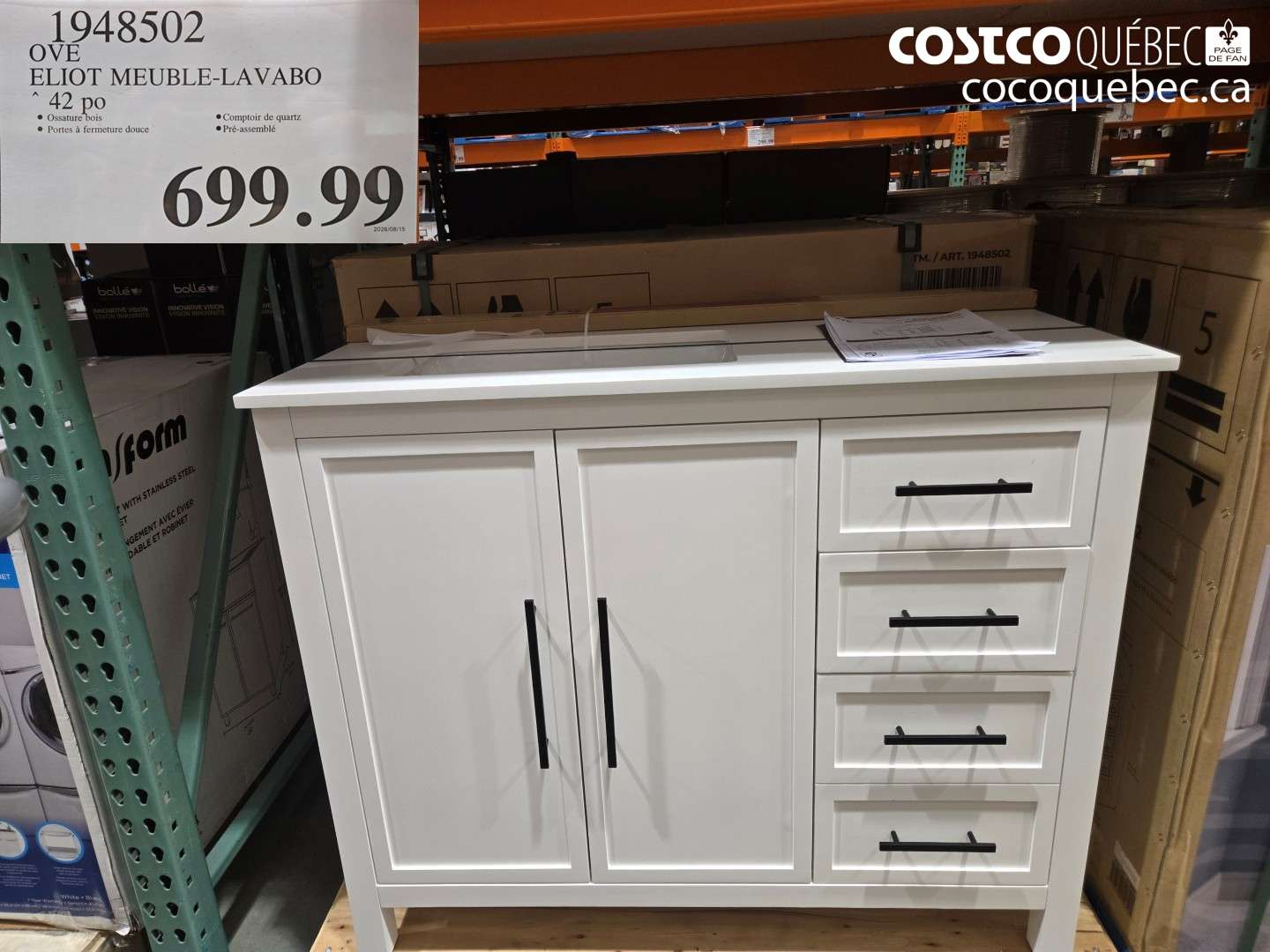 1948502 OVE ELIOT MEUBLE-LAVABO 42 PO $699.99