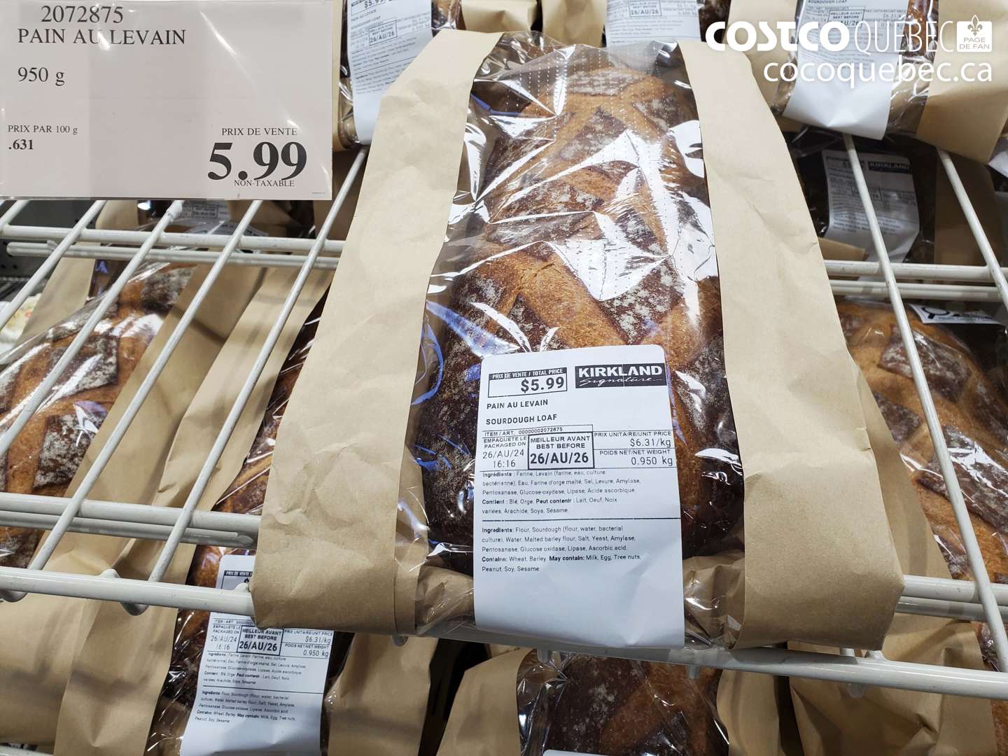 2072875 PAIN AU LEVAIN $5.99