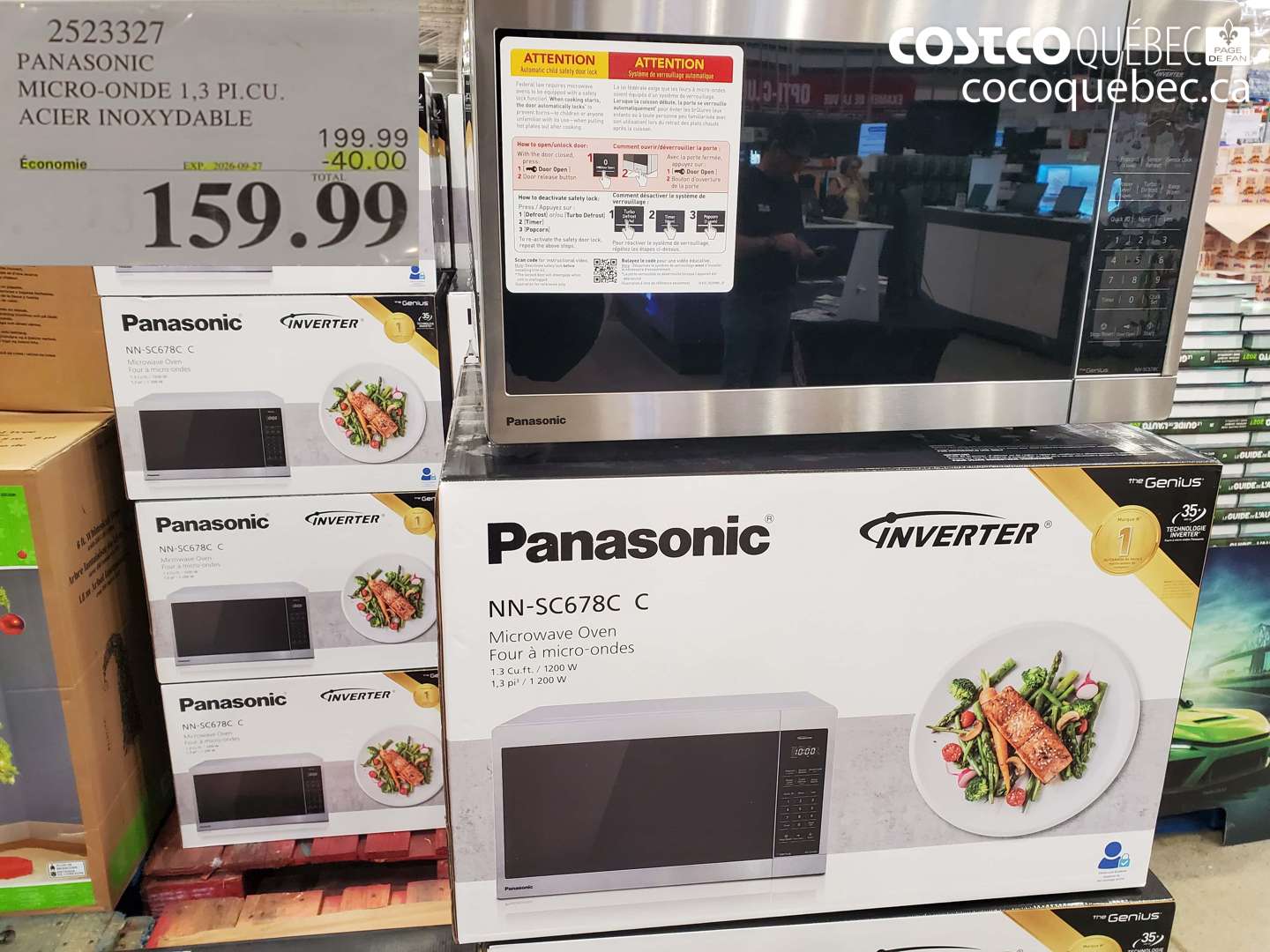 2523327 PANASONIC MICRO-ONDE 1.3 PI.CU. ACIER INOXYDABLE ($40.00 INSTANT SAVINGS EXPIRES ON 2026-09-27) $159.99