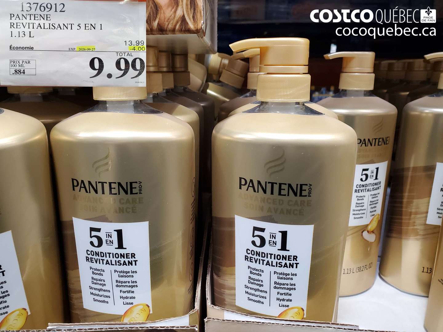 1376912 PANTENE REVITALISANT 5 EN 1 1.13 L ($4.00 INSTANT SAVINGS EXPIRES ON 2026-09-27) $9.99