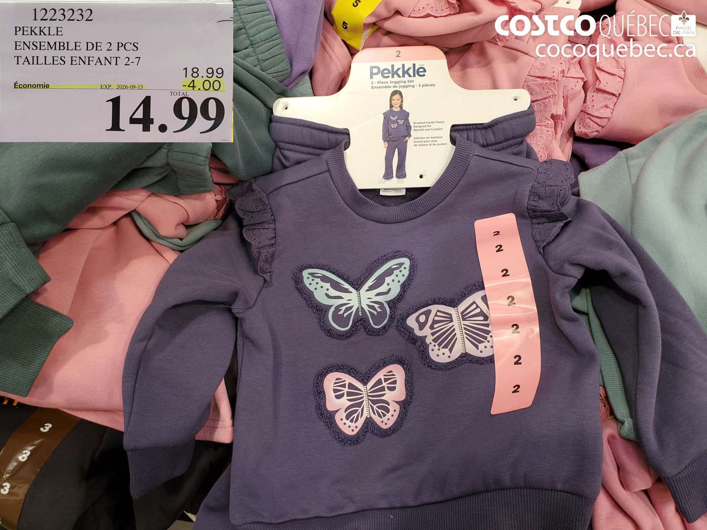 1223232 PEKKLE ENSEMBLE DE 2 PCS TAILLES ENFANT 2-7 ($4.00 INSTANT SAVINGS EXPIRES ON 2026-09-13) $14.99