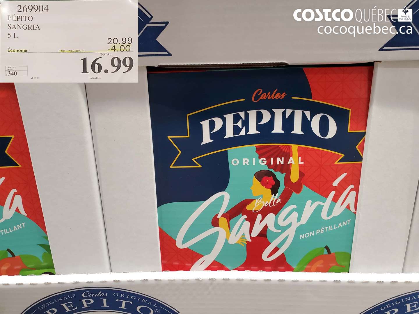 269904 PÉPITO SANGRIA 5 L ($4.00 INSTANT SAVINGS EXPIRES ON 2026-09-06) $16.99