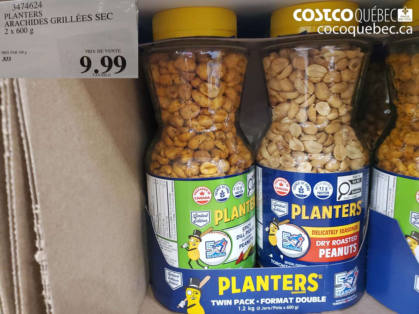 3474624 PLANTERS ARACHIDES GRILLÉES SEC $9.99