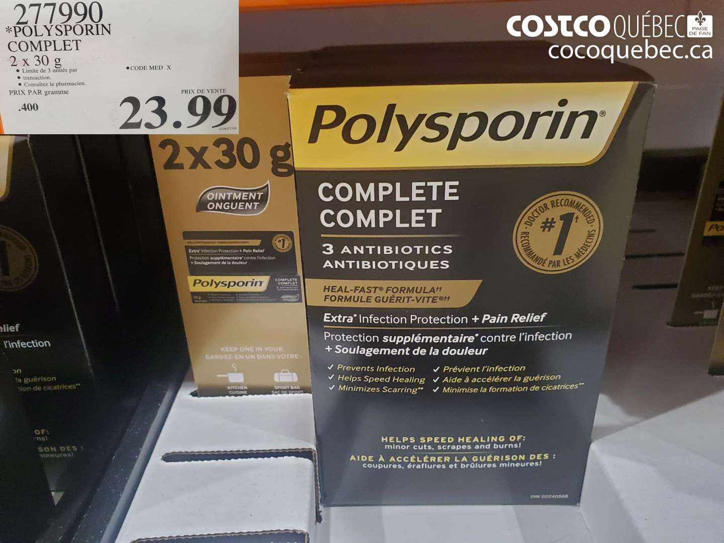 277990 POLYSPORIN COMPLET 2 X 30 G $23.99