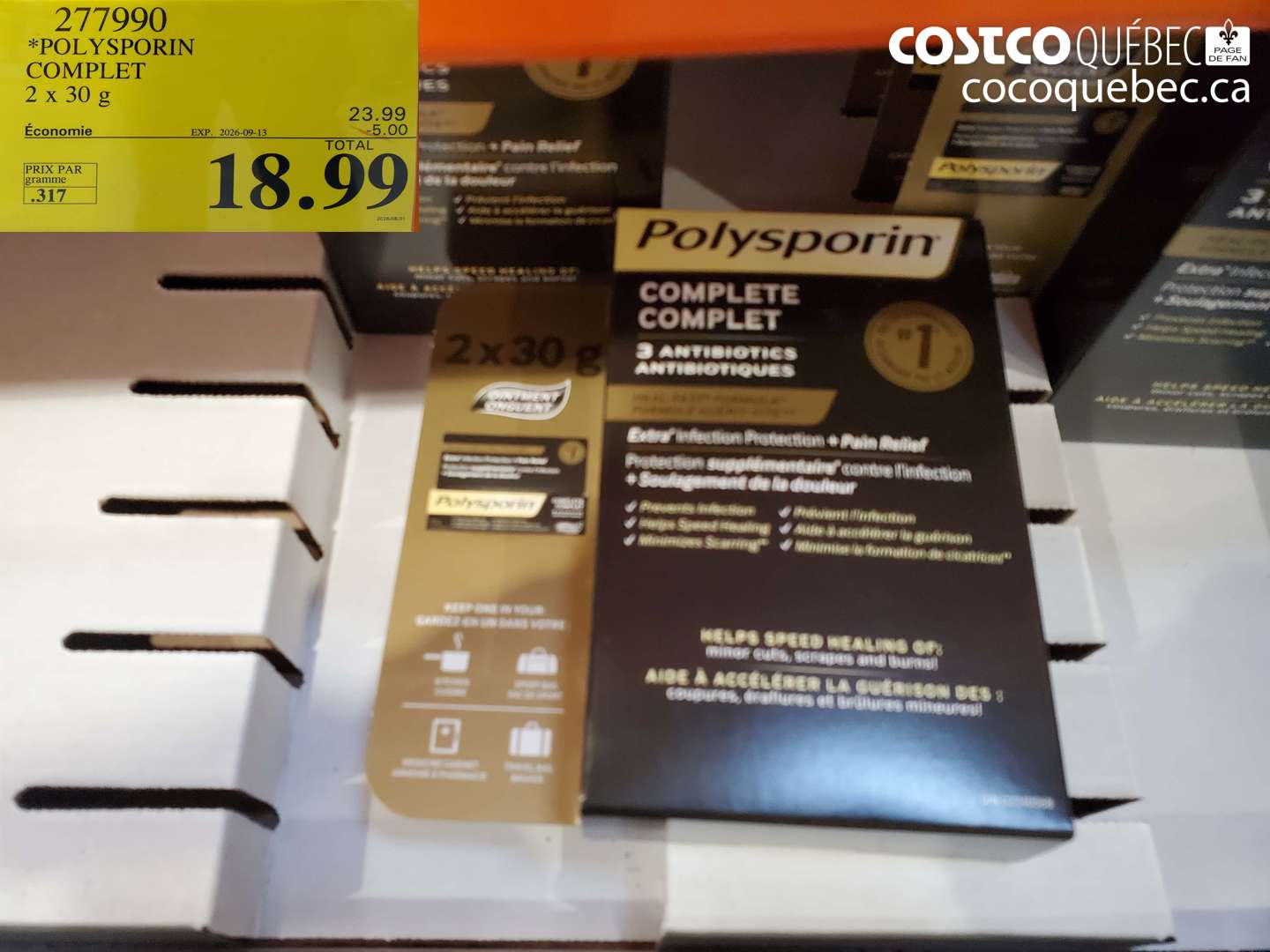 277990 POLYSPORIN COMPLET 2 X 30 G ($5.00 INSTANT SAVINGS EXPIRES ON 2026-09-13) $18.99
