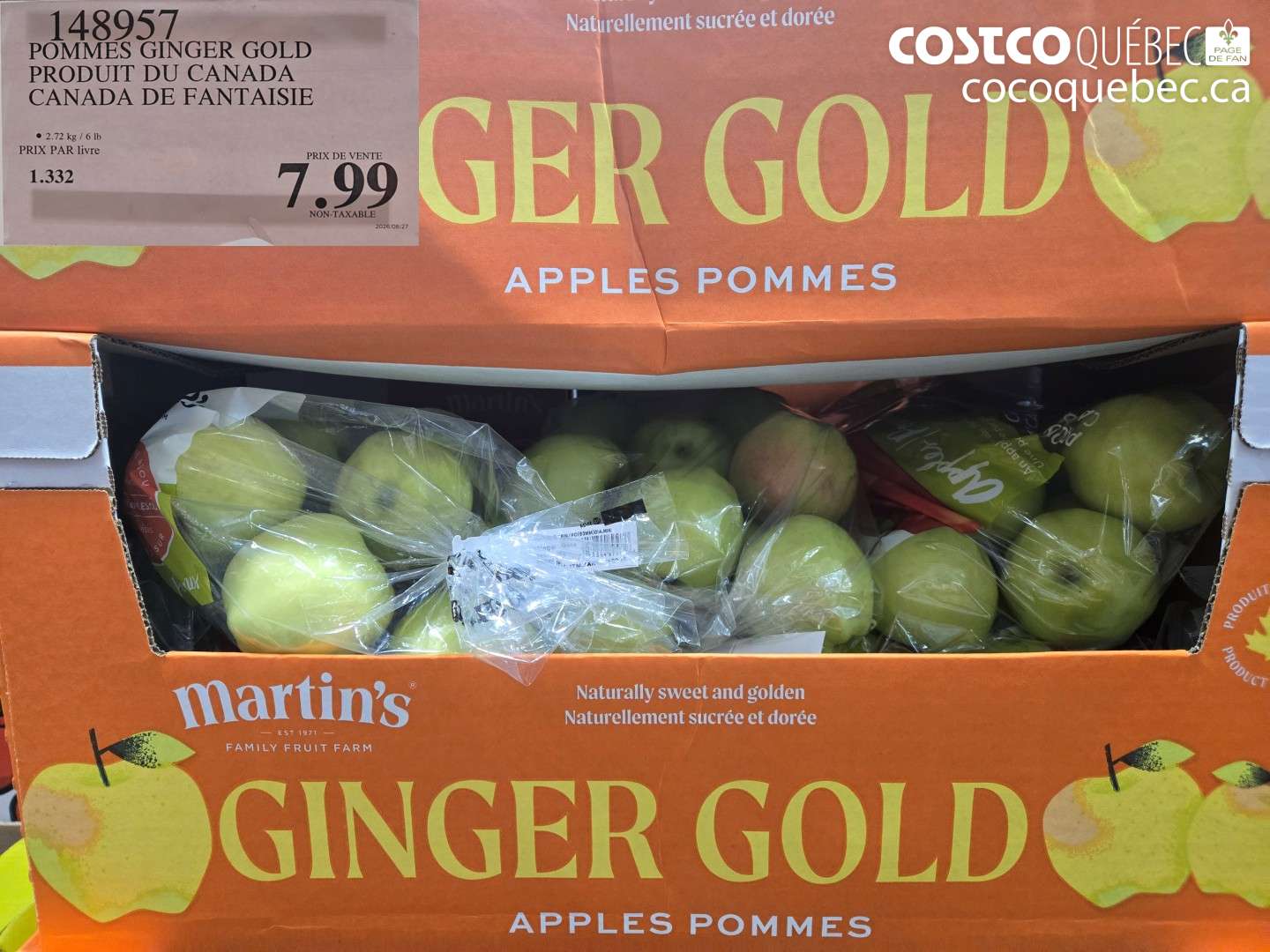 148957 POMMES GINGER GOLD PRODUIT DU CANADA CANADA DE FANTAISIE $7.99