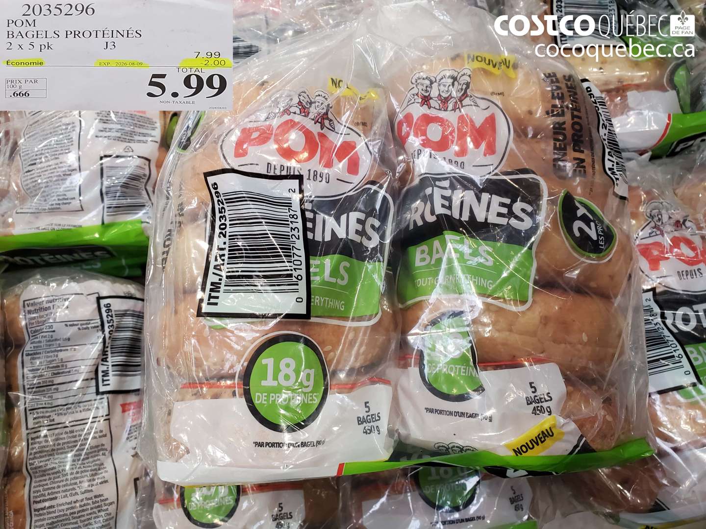 2035296 POM BAGELS PROTÉINÉS 2 X 5 PK ($2.00 INSTANT SAVINGS EXPIRES ON 2026-08-09) $5.99