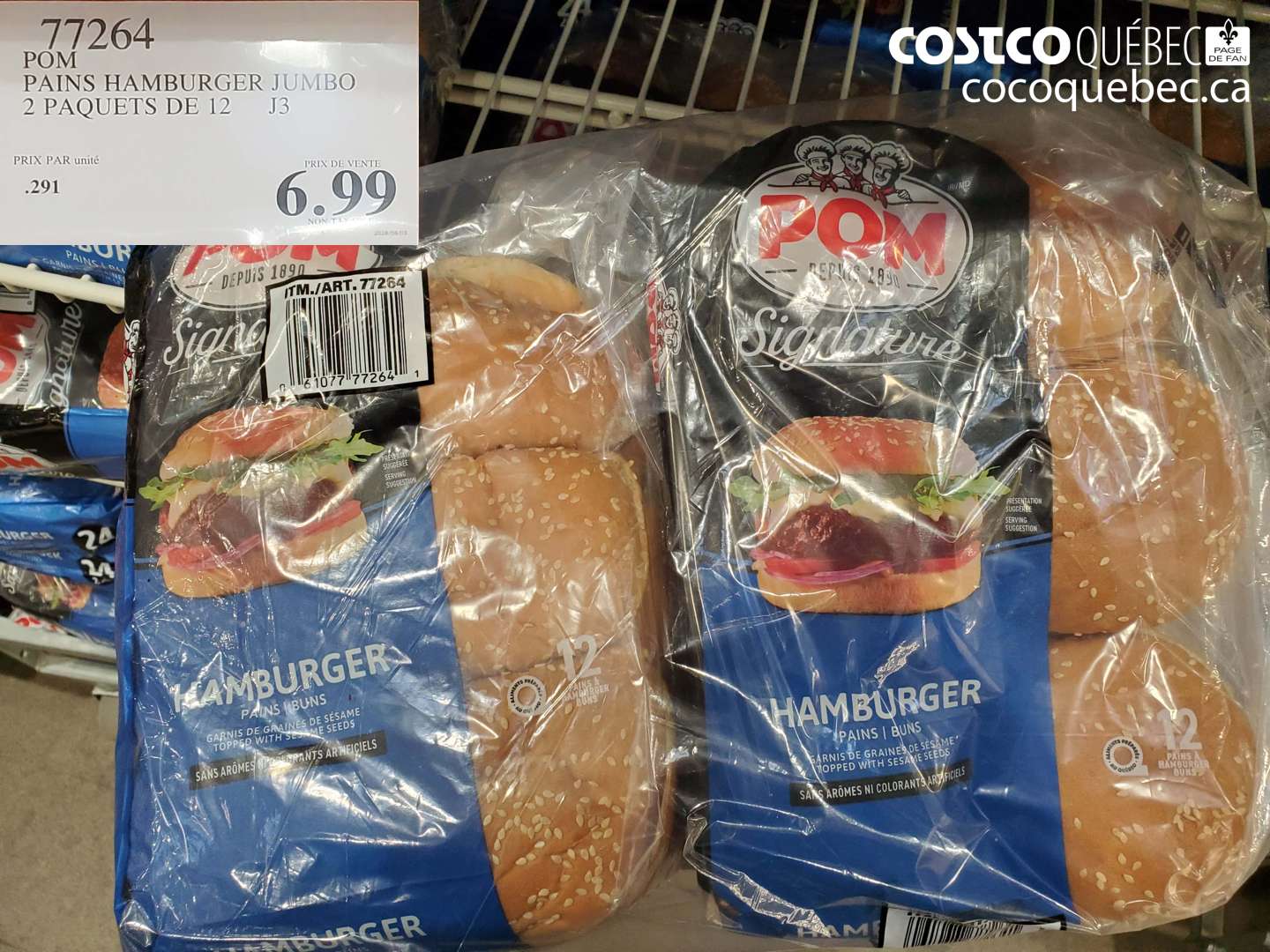 77264 POM PAINS HAMBURGER JUMBO 2 PAQUETS DE 12 $6.99