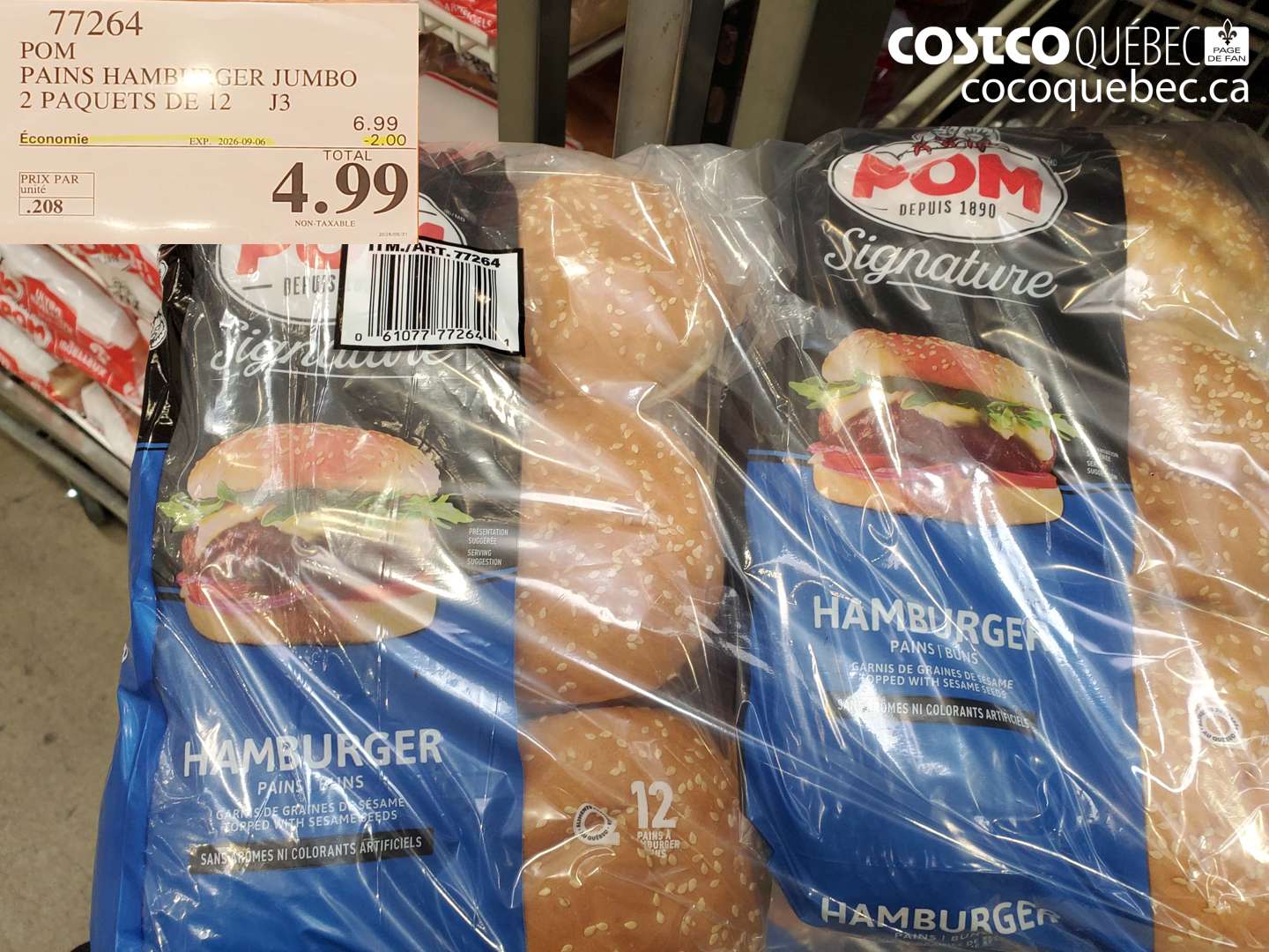 77264 POM PAINS HAMBURGER JUMBO 2 PAQUETS DE 12 J3 ($2.00 INSTANT SAVINGS EXPIRES ON 2026-09-06) $4.99