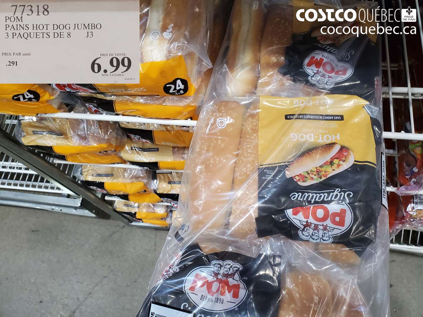 77318 POM PAINS HOT DOG JUMBO 3 PAQUETS DE 8 $6.99