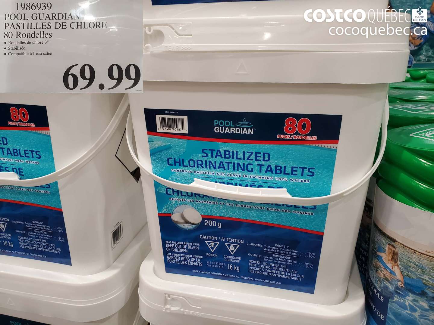 1986939 POOL GUARDIAN PASTILLES DE CHLORE 80 RONDELLES $69.99